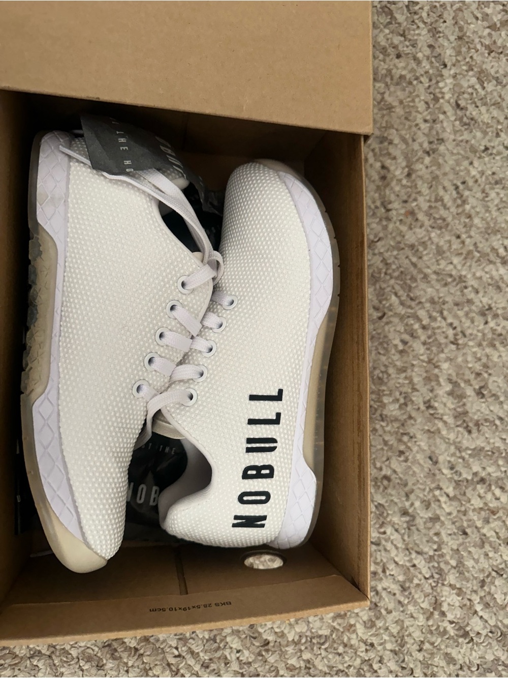 NOBULL White Knit Trainer Shoes with Black Logo